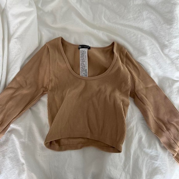 Zara nude ribbed long sleeve top - Picture 1 of 3